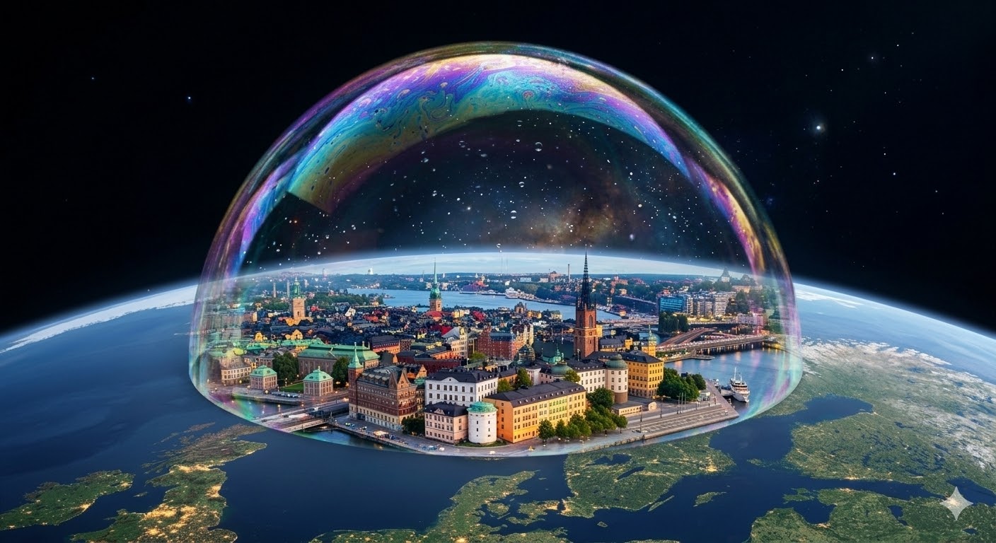Stockholm under en skyddande bubbla.