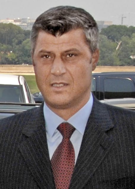 Hashim Thaçi vid ett besök i Pentagon den 18 juli 2008, då han var Kosovos premiärminister. Arkivbild.